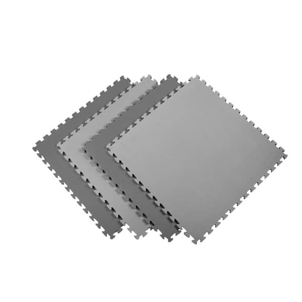 Norsk Reversible Multi-Purpose 24 in. x 24 in. x .51 in. Interlocking Black/Gray Foam Flooring Recyclamat (4-Pieces)