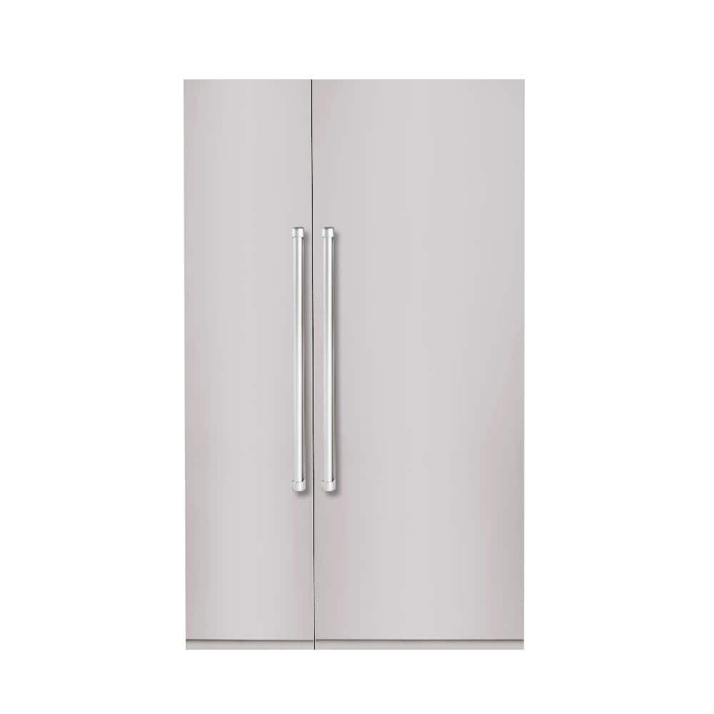 Bold 48 in. 25.2 Cu. Ft. Counter-Depth Built-in Side-by-Side Refrigerator in Stainless steel with Bold Chrome Handles