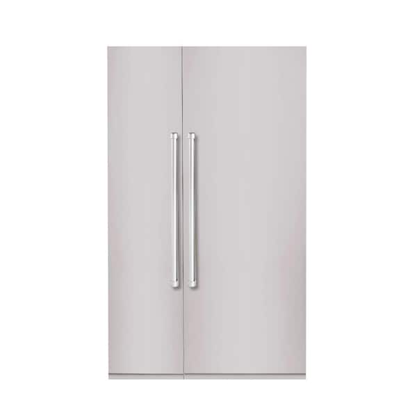 Hallman Bold 48 in. 25.2 Cu. Ft. Counter-Depth Built-in Side-by-Side Refrigerator in Stainless steel with Bold Chrome Handles