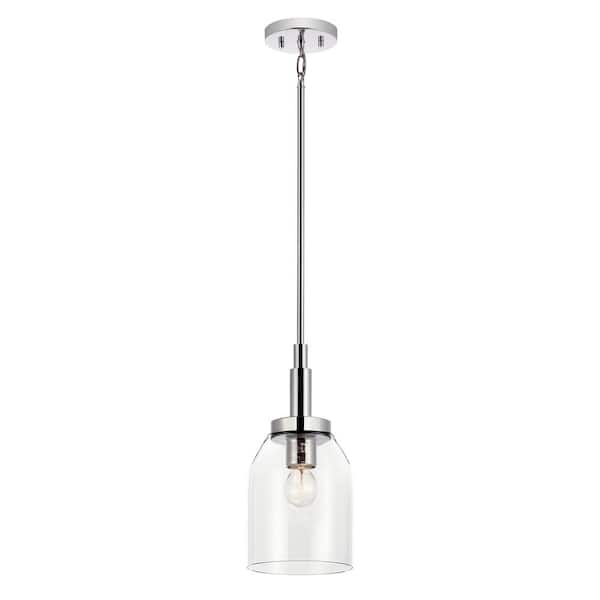 KICHLER Madden 1-Light Chrome Modern Kitchen Hanging Mini Pendant Light with Clear Glass