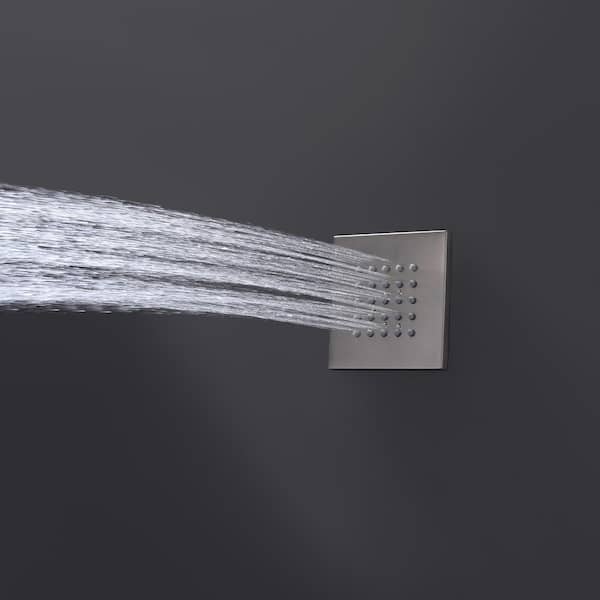 4-spray Square Shower Head Ceiling Type Fixed and Handheld Shower Head Flow rate 1.8 GPM in Brushed Nickel