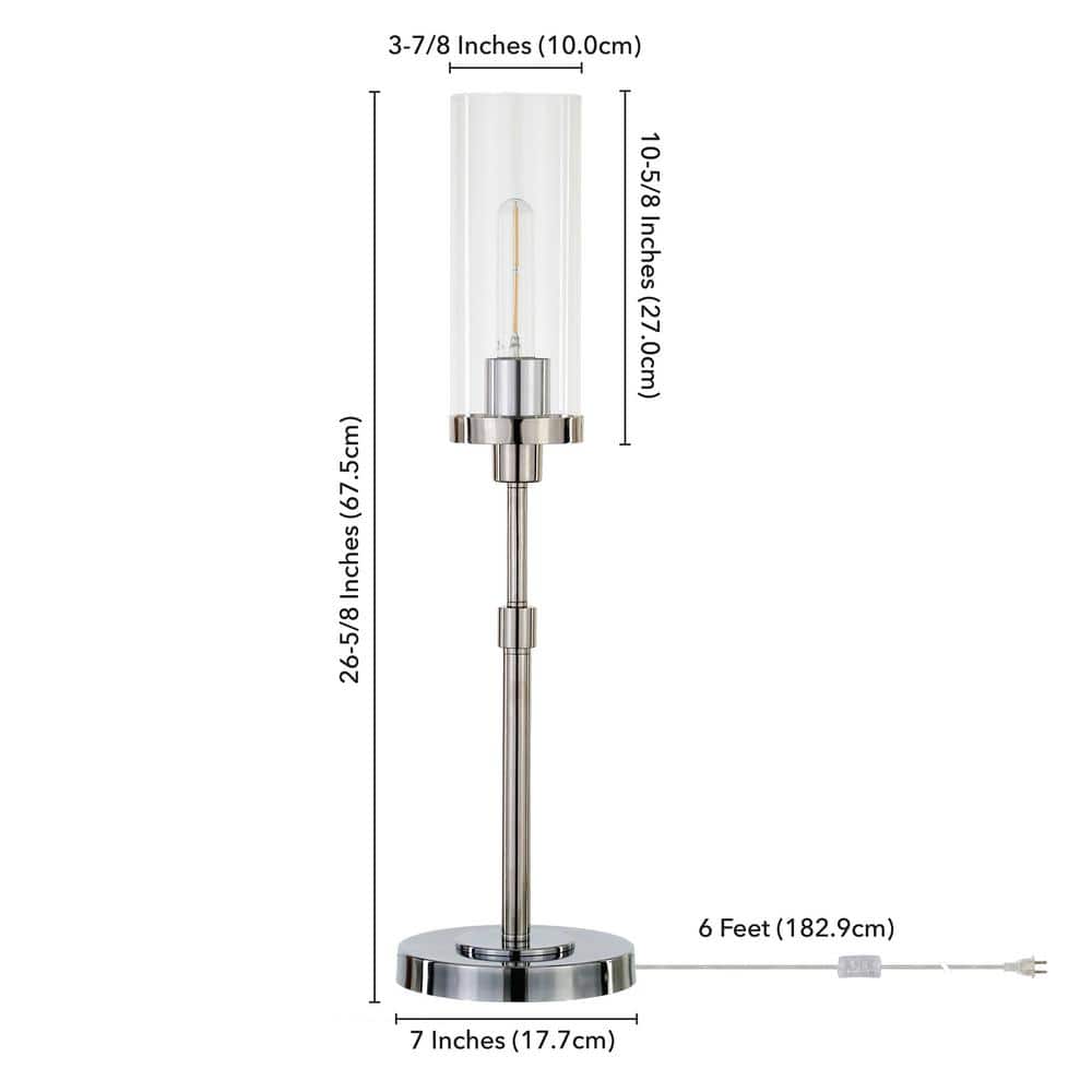 Polished Nickel and Clear Glass Buffet Table Lamp