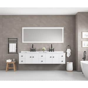 60 in. W x 30 in. H Rectangular Frameless Wall Mounted LED Light Bathroom Vanity Mirror with 3-Color Lights