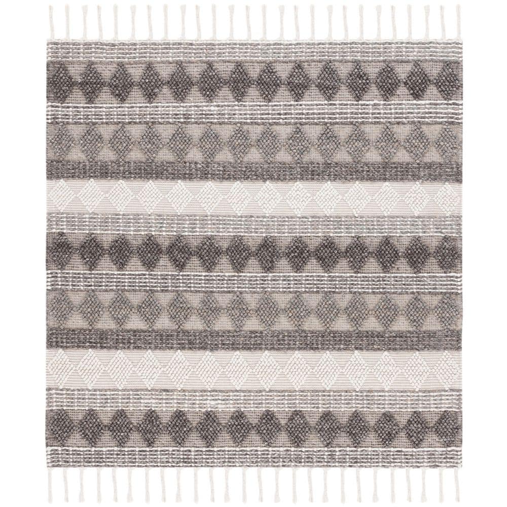 Natura 6 ft. x 6 ft. Ivory/Black Striped High-Low Diamond Square Area Rug price history on PriceWatchPro