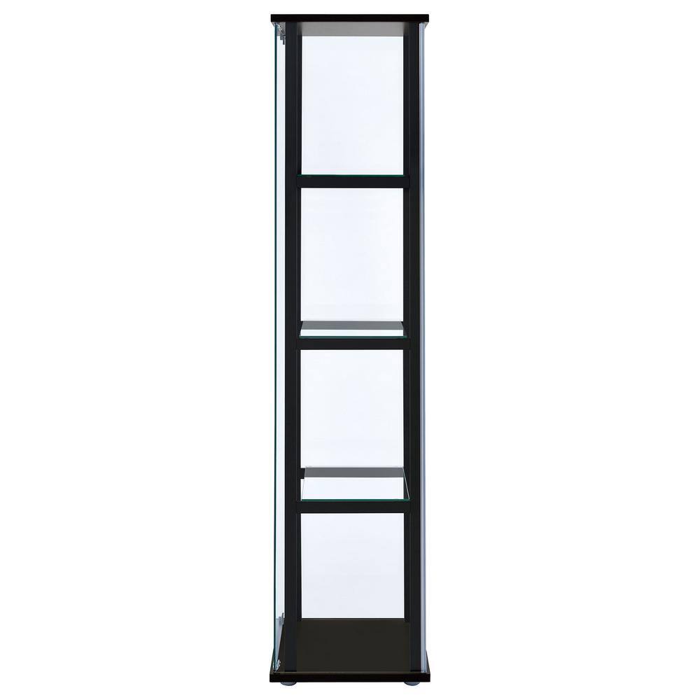 Black Wood and Glass 4-Shelf Curio Cabinet