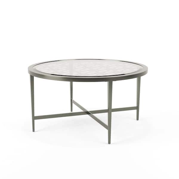 Furniture of America Zophie 33 in. Silver Medium Round Glass Coffee Table