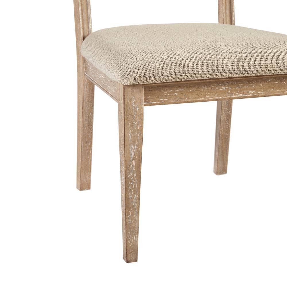 Mid-Century Cane-Backed Brown Wood Upholstered Side Chair