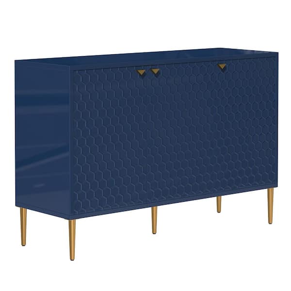 Blue 31.5 in. H Freestanding 3-Door Locker Accent Storage Cabinet with Adjustable Shelf