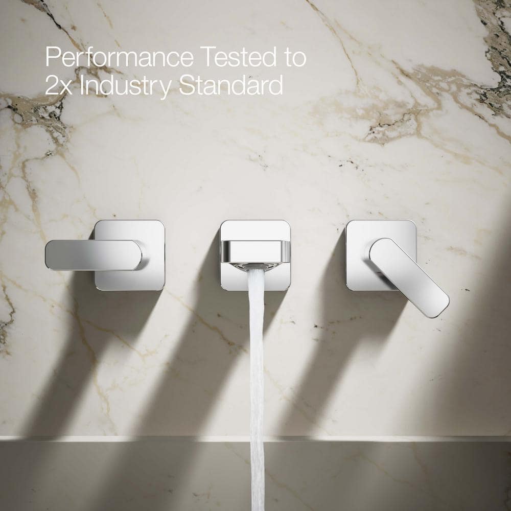 Polished Chrome Wall-Mount Bathroom Faucet with Lever Handles