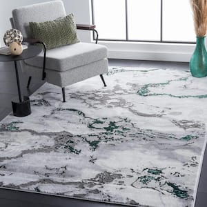 Craft Gray/Green 7 ft. x 7 ft. Marbled Abstract Square Area Rug