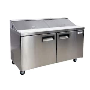 60 in. W 15 cu. ft. 2-Door Mega Top Prep Table Commercial Refrigerator in Stainless Steel