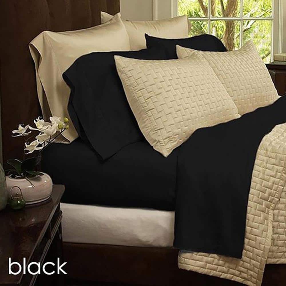 Black Queen Microfiber Bamboo 4-Piece Sheet Set
