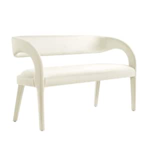 Pinnacle in Ivory 55 in. Performance Velvet Accent Bedroom Bench
