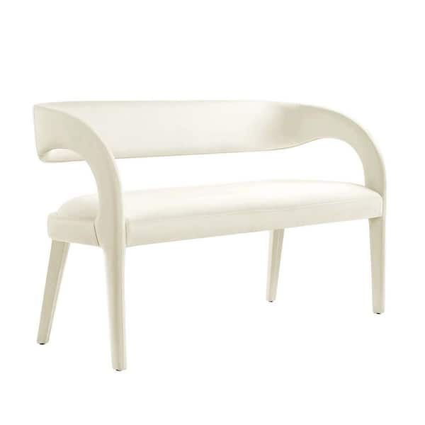 MODWAY Pinnacle in Ivory 55 in. Performance Velvet Accent Bedroom Bench
