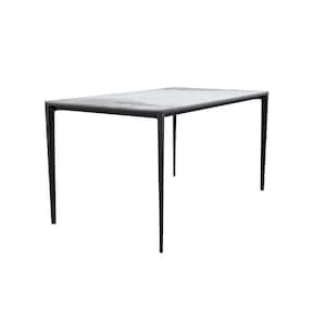 Avo Mid-Century Modern 71 in. Rectangular Dining Table with Black Aluminum Legs (Medium Grey)