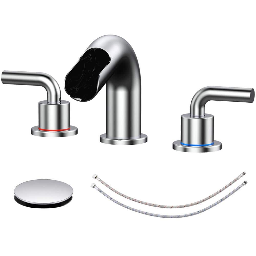 8 in. Widespread Bathroom Faucet Double Handle 3 Hole Waterfall Bathroom Si