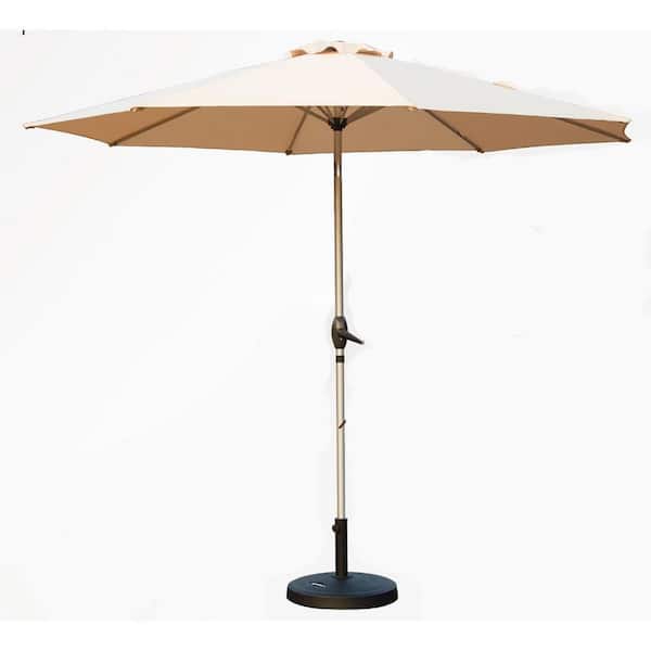 10 ft. Patio Umbrella, UV Protection Waterproof Market Sun Umbrella with Push Button Tilt and Crank, 8 Sturdy Ribs, Tan