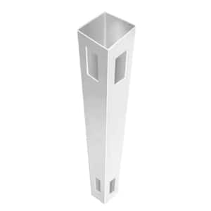 5 in. x 5 in. x 8 ft. Linden White Vinyl Routed Fence Corner Post,Caps Included (Set of 2)