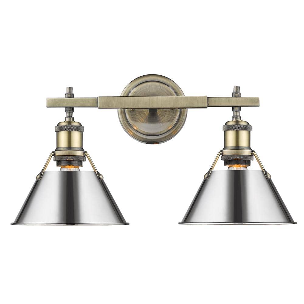 Orwell 4.875 in. 2-Light Aged Brass Vanity Light with Chrome Shade price history on PriceWatchPro