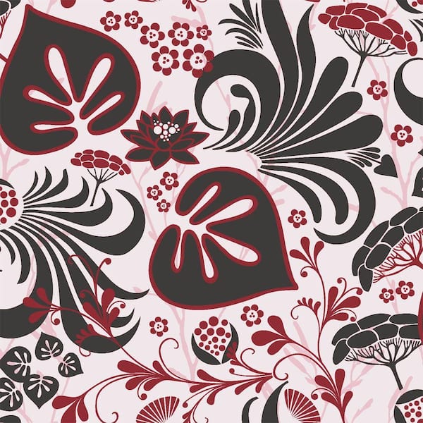 Brewster Red Modern Floral Motif Paper Strippable Wallpaper (Covers 57.5 sq. ft.)