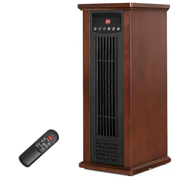 1500W Electric Tower Radiant Infrared Space Heate,with Tip-Over,Overheat Protection,Remote,3 Heat Settings,12H Timer