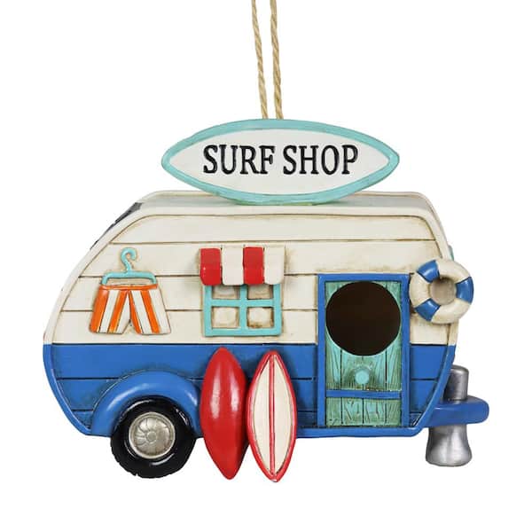 Exhart Solar Retro Surf Shop RV Hanging Resin Birdhouse