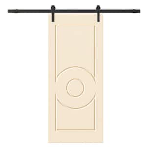 24 in. x 84 in. Beige Stained Composite MDF Paneled Interior Sliding Barn Door with Hardware Kit