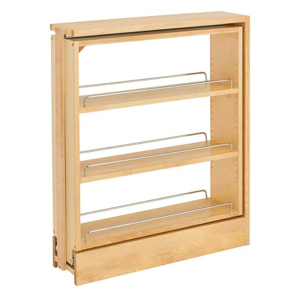 Rev-A-Shelf Natural Maple 6 in. Pull-Out Shelf Organizer Rack for Cabinet Base Filler