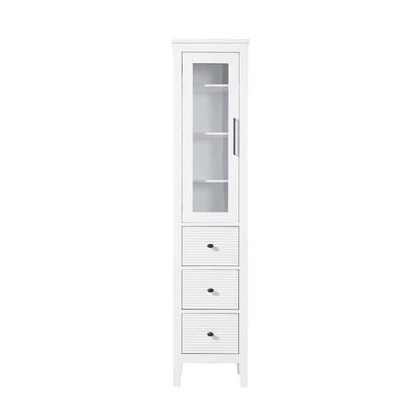 16 in. W x 18 in. D x 72 in. H White Freestanding Linen Cabinet