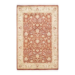 Mogul One-of-a-Kind Traditional Orange 4 ft. 1 in. x 6 ft. 3 in. Oriental Area Rug