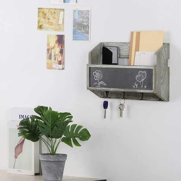 Mail Sorter Wall Mount Mail & Key Holder Organizer with Chalkboard
