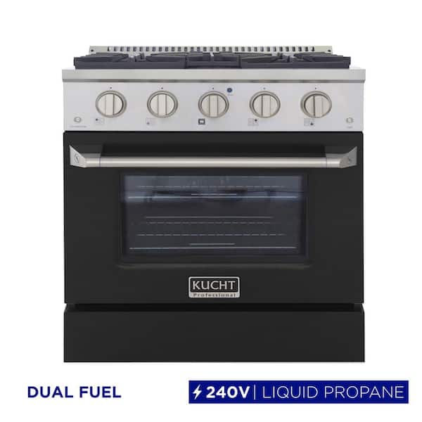 Kucht 30 in. 4.2 cu. ft. Dual Fuel Range with Gas Stove and Electric Oven with Convection Oven in Black