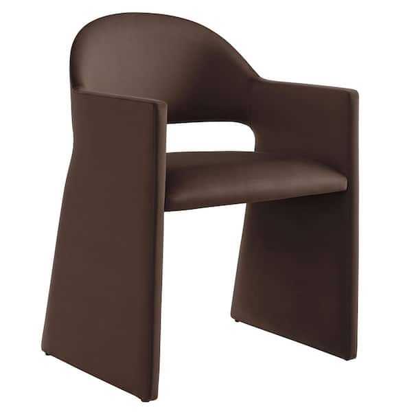 Talia Performance Velvet Dining Armchair in Chocolate Brown