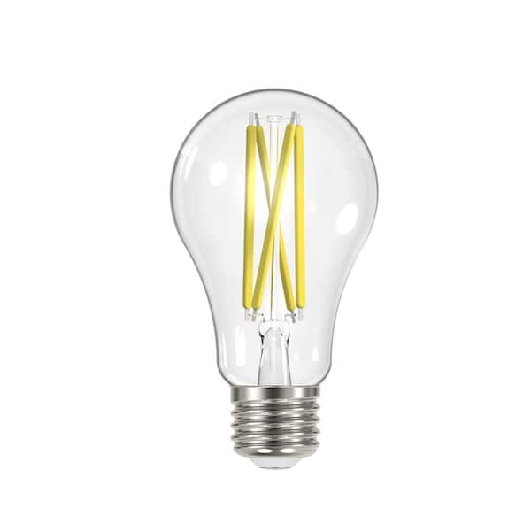 EcoSmart 100-Watt Equivalent A19 Dimmable Clear Glass Filament LED Light Bulb Daylight (4-Pack)