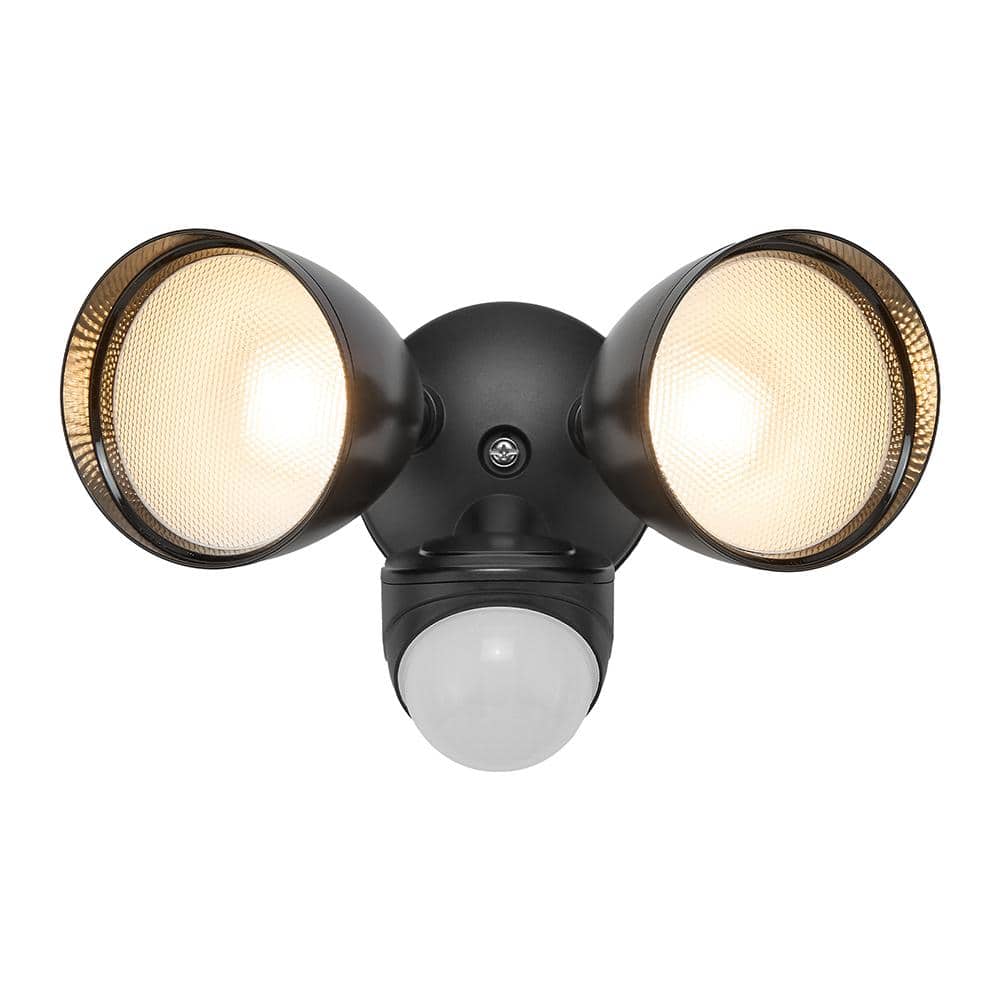 Black Dual Head LED Outdoor Security Flood Light with Motion Sensor
