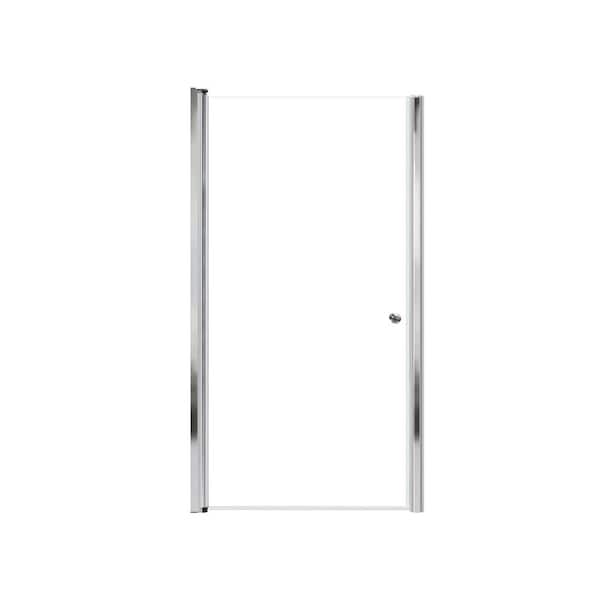 Transolid Lyna 35 in. W x 70 in. H Pivot Frameless Shower Door in Polished Chrome with Clear Glass