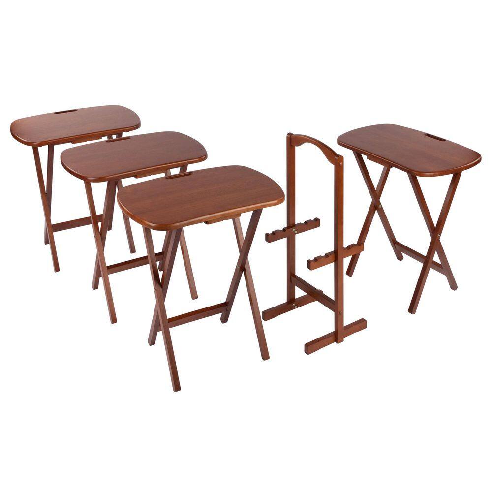 Lucca 15.67 in. Teak 5-Pieces Snack/End Table Set - thumbnail 3