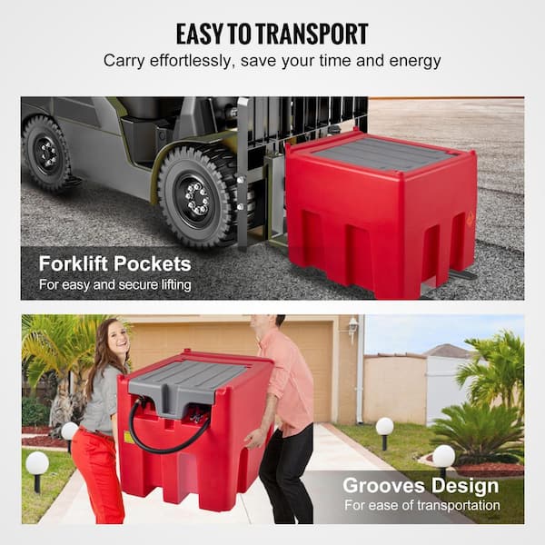 Portable Diesel Tank, 116 Gal. Capacity and 10 GPM Flow Rate, Diesel Fuel Tank with 12V Electric Transfer Pump, Red