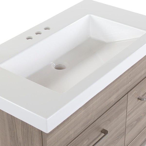 Glacier Bay Brindley 30 in W x 20 in D x 35 in H Single Sink Freestanding  Vanity in Gray w/ Veined White Engineered Stone Top HDBD30VG - The Home