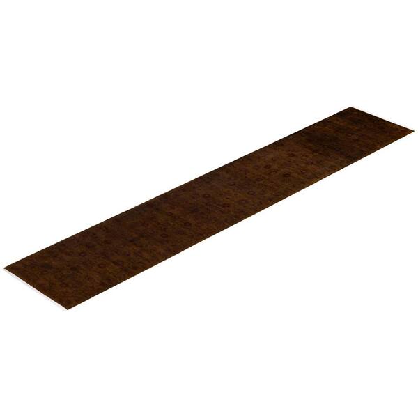 Brown 2 ft. 7 in. x 14 ft. 1 in. Fine Vibrance One-of-a-Kind Hand-Knotted Area Rug