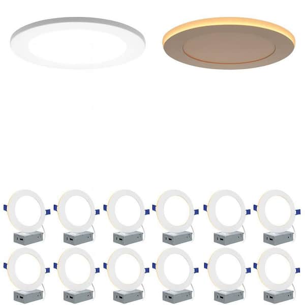 6 in. Canless Dimmable Integrated LED Recessed Light Trim, 5CCT Selectable 2700K-5000K for Living Room, 12 Pack