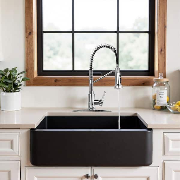 15.63 in Single Handle Pull Down Sprayer 360° Spout Swivel Kitchen Faucet in Polished Chrome