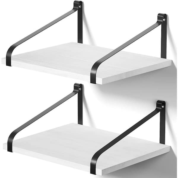 Unbranded 12 in. W x 16.5 in. D White Wood Floating Shelves for Wall Decor 2-Decorative Wall Shelf