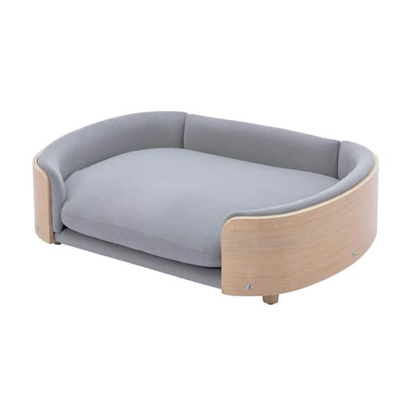 Foobrues Large Elevated Dog Bed Pet Sofa with Solid Wood Legs and Bent Wood Back