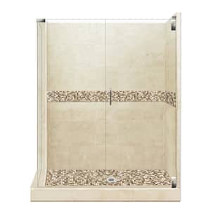 Roma Grand Hinged 36 in. x 48 in. x 80 in. Right-Hand Corner Shower Kit in Brown Sugar and Satin Nickel Hardware