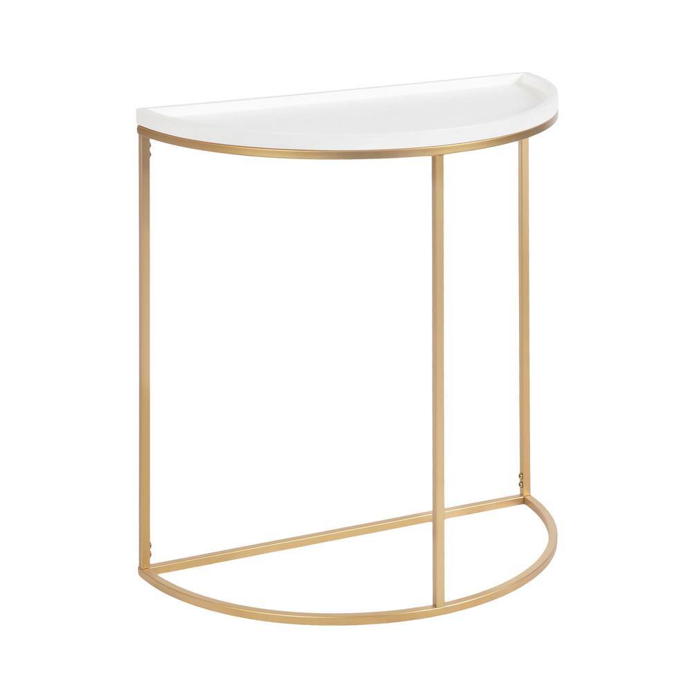 Kate and Laurel Dorrah 28 in. White Half-Circle MDF Console Table