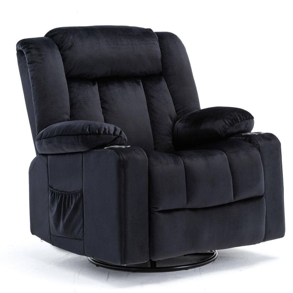 Lucklife Black Recliner Chair Massage Rocker with Heated Swivel Lazy