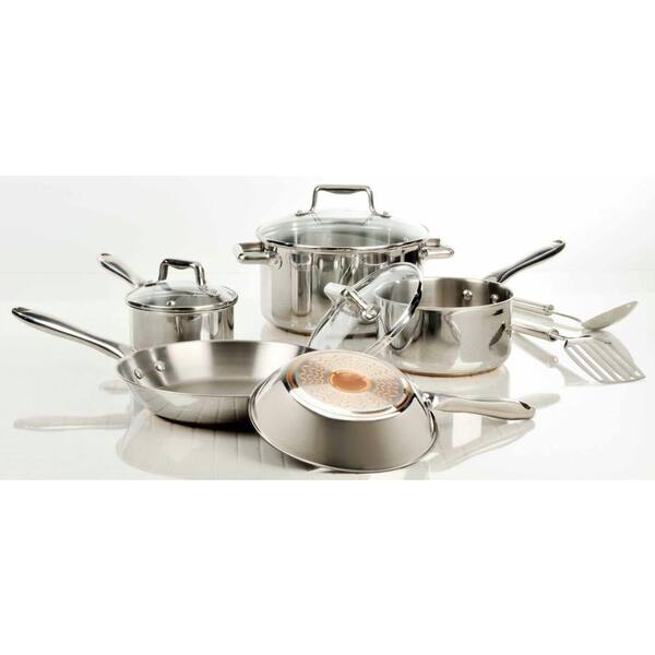 T-fal Performance 10-piece Copper Bottom Stainless Steel Cookware Set-DISCONTINUED