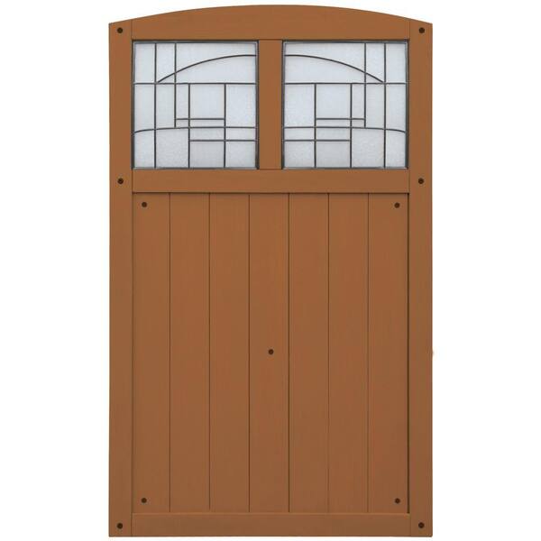 Yardistry Baycrest 3.5 ft. x 5.6 ft. Wood Fence Gate with Faux Glass Insert
