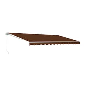 12 ft. Motorized UV Polyester Retractable Patio Awning in Brown